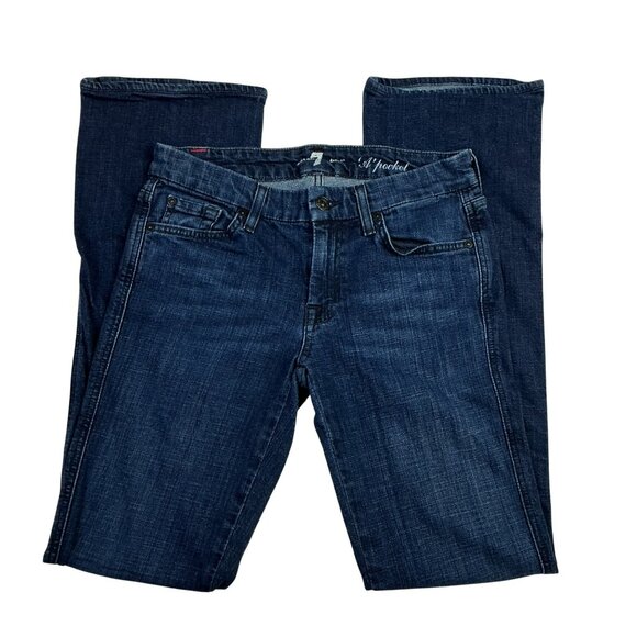 7 For All Mankind APocket Flare Dark Wash Jeans Womens Size 28 Denim Cotton Blen - Picture 3 of 12